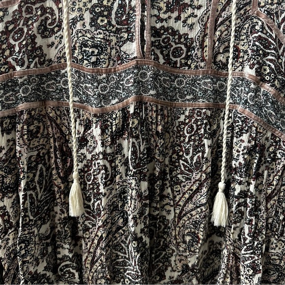 American Eagle Boho Peasant Top Paisley Romantic Velvet Whimsigoth Blouse - Picture 3 of 7